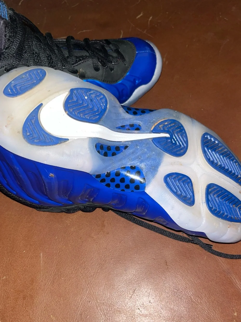 Nike Air Kids Metallic Royal Blue and Black Foamposite Sneakers